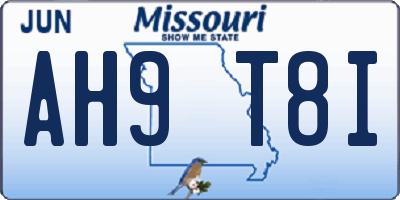 MO license plate AH9T8I