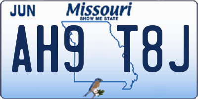 MO license plate AH9T8J