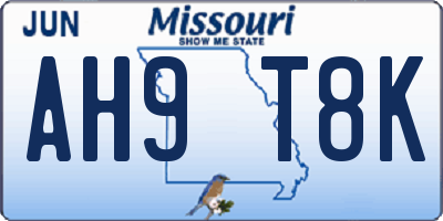 MO license plate AH9T8K