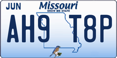MO license plate AH9T8P