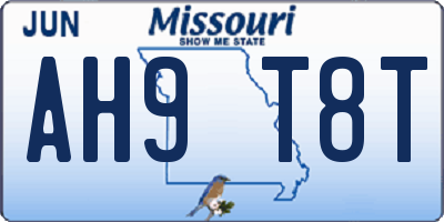 MO license plate AH9T8T