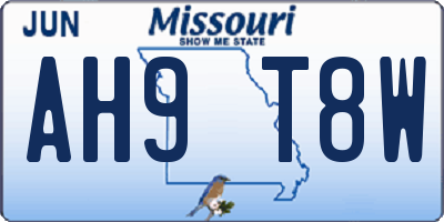 MO license plate AH9T8W