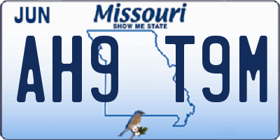 MO license plate AH9T9M
