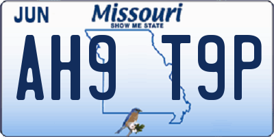 MO license plate AH9T9P