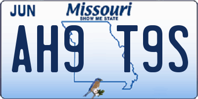 MO license plate AH9T9S