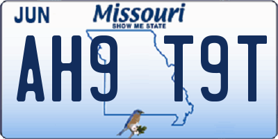 MO license plate AH9T9T