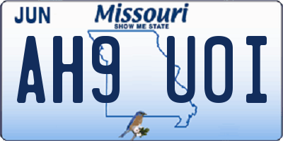 MO license plate AH9U0I