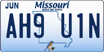 MO license plate AH9U1N