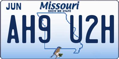 MO license plate AH9U2H