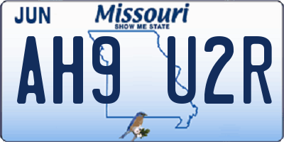 MO license plate AH9U2R