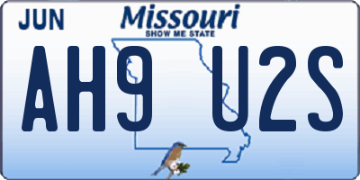 MO license plate AH9U2S