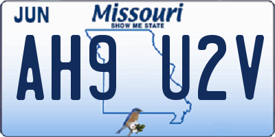 MO license plate AH9U2V