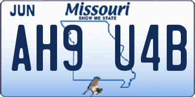 MO license plate AH9U4B