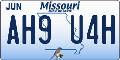 MO license plate AH9U4H