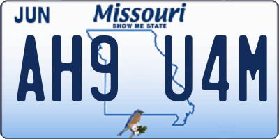 MO license plate AH9U4M