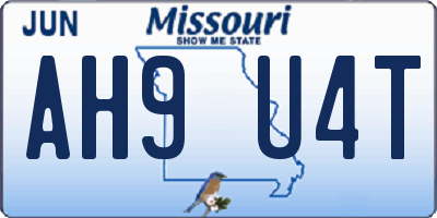 MO license plate AH9U4T