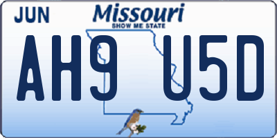 MO license plate AH9U5D