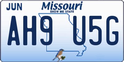 MO license plate AH9U5G
