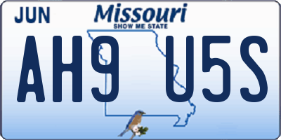 MO license plate AH9U5S