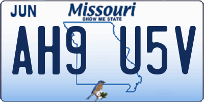 MO license plate AH9U5V