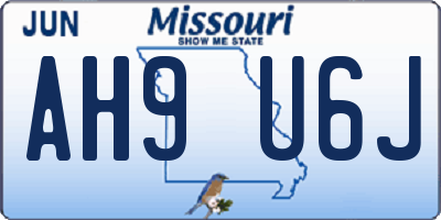 MO license plate AH9U6J