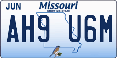 MO license plate AH9U6M