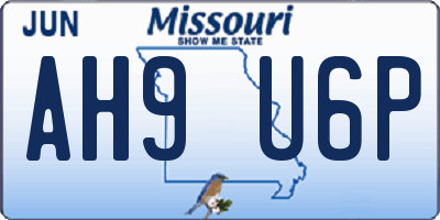 MO license plate AH9U6P