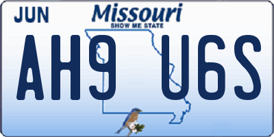 MO license plate AH9U6S