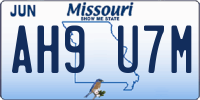 MO license plate AH9U7M