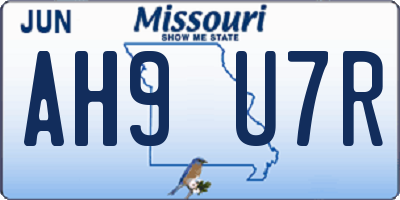 MO license plate AH9U7R