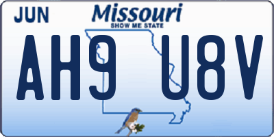 MO license plate AH9U8V