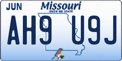 MO license plate AH9U9J