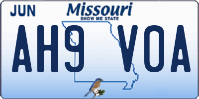 MO license plate AH9V0A