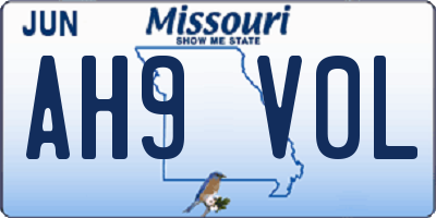 MO license plate AH9V0L