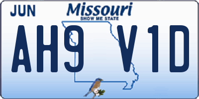 MO license plate AH9V1D