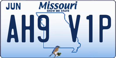 MO license plate AH9V1P