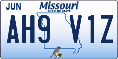 MO license plate AH9V1Z