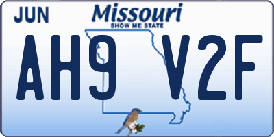 MO license plate AH9V2F
