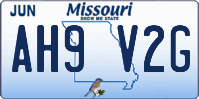 MO license plate AH9V2G