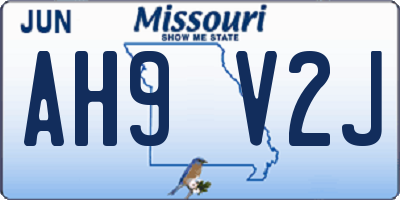 MO license plate AH9V2J