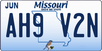MO license plate AH9V2N