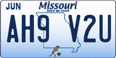 MO license plate AH9V2U