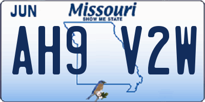 MO license plate AH9V2W