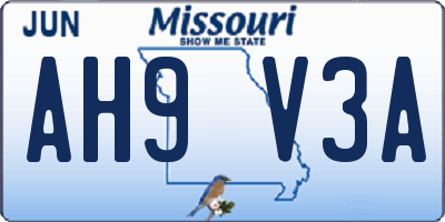 MO license plate AH9V3A