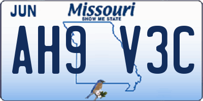 MO license plate AH9V3C