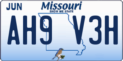 MO license plate AH9V3H