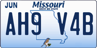 MO license plate AH9V4B