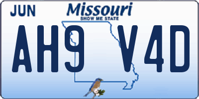 MO license plate AH9V4D
