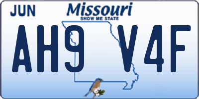 MO license plate AH9V4F