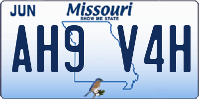 MO license plate AH9V4H